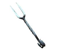 Hand-Forged Head Dinner Cutlery Set - European Twisted Metal Knife & Fork with Horn Handles - Rustic Medieval Style Utensils(B)