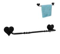 Hand Forged Heart Hand Towel Bar Iron Handmade Wall Mounted Kitchen Towel Holder Blacksmith Twisted Towel Holder Home and Classic Look Heavy Duty Modern Towel Rack Matt Black by Living Ideas