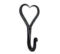 Hand Forged Heart Shape Metal Wall Hooks Wrought Iron Hook Blacksmith Vintage Wall Hook Handmade Wall Mounted Rustic Hooks for Office and Home Black Antique Finish Wall Hooks by Living Ideas