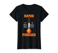 Hand Forged Knife Bladesmith Workshop Cutting Humor Value Graphic T-Shirt, Women, Black, M