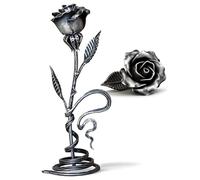 Hand Forged Metal Rose - Iron Anniversary Flower with Decorative Stand - 6th/11th Year Wedding Gift for Her