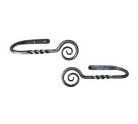 Hand Forged Scroll Curtain Holdbacks Set of 2Pcs Wrought Iron Farmhouse Twisted Curtain Tie Hold Back Metal Wall Mounted Window Decorative Tiebacks Curtain Hook Drapes Metal Curtain Holders