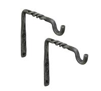 Hand Forged Twisted Hanging Plant Hanger Set of 2 Pcs Iron Handmade Wall Hook Hanging Shepherds Hook for Bird Feeders Lanterns and Flower Baskets Farmhouse Heavy Duty Outdoor Garden Plant Bracket