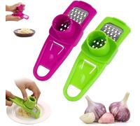 Hand Garlic Grinder Small Hand Grinder New Hand Press Garlic Chopper Hand Pepper Grinder Garlic Crusher Garlic Presser Garlic Slicer & Grinder Garlic Choppe User-Friendly Chopper (Green+Rose Red)