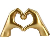 Hand Gesture Statues-Heart Shape Finger Statues Gold Home Decor Modern Style Figurine Decorative Ornaments for Living Room, Bedroom, Office Desktop, Cabinets