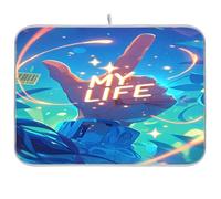 Hand Gesture Two Fingers Up My Life Dish Mat Absorbent Padded Dish Drying Mat Quick Dry Drainer Mat Table Top Accessories Large 45x61cm