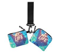 Hand Gesture Two Fingers Up My Life Women's Dual Wallets Business Card Cases Slim Portable Business Card Holder with Zipper Coin Pocket for Daily Use 2 Packs, hand gesture two fingers up MY LIFE, One