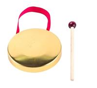 Hand Gong Cymbal 9/12CM Hand Gong with Wooden Stick Traditional Folk Musical Instrument Brass Copper Chapel Opera Percussion(9 CM)