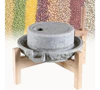 Hand Grain Mill Grinder for Flour,Stone Grain Mill for Wheat, Rice, Beans, Spices, Stone Grainer Mill with Wooden Frame, Dry/Wet Mills,Stone Grain Mill,for Making Fresh Paste and Cereal 25*38*30cm