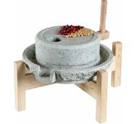 Hand Grain Mill Grinder for Flour, Stone Grinder with Wooden Frame, for Grains, Beans, Barley, and Spices