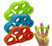 Hand Grip Strengthener, 3 Pack Forearm Exerciser, Hand Strengthener Finger Extensor Bands, for Muscle Training Sports, Stress Relief, Increase Strength, Green, Blue, Orange