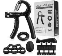 Hand Grip Strengthener Kit - 5-Piece Set with Adjustable Resistance Hand Grippers, Finger Stretcher, Grip Ring & Stress Ball - Strength Training for Hands, Fingers & Forearms