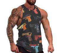 Hand Gun Tank Top for Men Sleeveless T Shirt Muscle Vest Workout Yoga Tank M