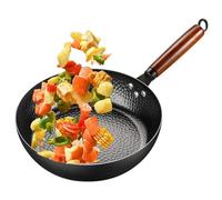 Hand-Hammered Non-Stick Wok Pan 34cm, Wooden Handle, Ideal for Gas & Induction Stoves, Durable Cooking Essential for Stir-Frying & Sautéing, Kitchen Must-Have