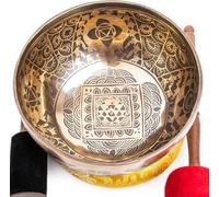 Hand-Hammered Tibetan Singing Bowl - Deep Tone Pure Bronze Meditation Sound Bowl Made in Nepal for Yoga, Chakra Healing & Mindfulness (8.5inch)