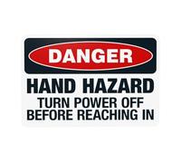 Hand Hazard Turn Power Off Before Reaching In Metal Warning Sign with Easy Install for Indoor Outdoor Security, Business Office Home Garden Street Decor 30 x 20 cm