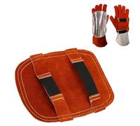 Hand Heat Shield,High Temperature Resistant Welding Glove Fireproof Shield Pad Split Cowhide Leather Aluminized Back Reflective Fire Retardant Weld Gloves for Industrial Boiler Cutting Metal Smelting