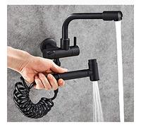 Hand Held Bidet Sprayer Black Douche Kit Toilet Shat Hot and Cold Brass Copper Mixer Valve Set Shower Head Faucet Water taps Rotate One into Two Out Three-Way mop Pool Faucet Vessel Faucet (200mm)