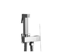 Hand Held Bidet Sprayer Douche Toilet Kit Bidet Faucet Gold Brass Square Shattaf Shower Head Copper Valve Set Jet Bidet Faucet(A)
