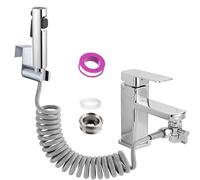 Hand Held Bidet Sprayer Dual Jet Mode Nozzle ABS Plastic Baby Cloth Diaper Spray Set,1.5m Spring Hose and Fitting, Toilet Bidet Sprayer for Washing Hair or Wash Basin
