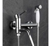 Hand Held Bidet Sprayer for Toilet Chrome Brass Handheld Shower Mixer Faucet Tap Douche Kit with Shattaf Jet Women and Pet Cleaner B Set