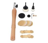 Hand Held Bowl Sander Kit Wooden Handle Bowl Sander Kit with 1in 2in Pads 50pcs Sanding Discs Enhanced Accuracy Comfortable User Friendly for Woodworking Projects