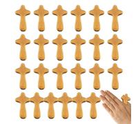 Hand Held Cross - Mini Wooden Clinging Cross, Comfort Prayer Croses | Palm Size Faith Token, Religious Devotion Symbol for Church Services Gatherings Pocket Worship