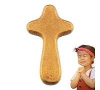 Hand Held Cross - Mini Wooden Palm Cross, Smooth Clinging Prayer Aid| Healing Spiritual Reflection Devotion, Small Comfort Hands, Religious Faith Present For Personal Regelious Church Meditation