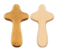 Hand Held Cross - Mini Wooden Prayer Cross Set | Pine Clinging Palm Faith Symbol, Small Portable Devotional Worship, Smooth Carved Wooden Religious Item Bulk Prayer Aid for Church Home Spiritual Use