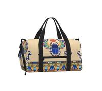 Hand-held crossbody sports luggage bag with shoe compartment for hiking | Egyptian Scarab Printed Handbag/Crossbody Sports Luggage With Shoe Compartment For Hiking And Trekking