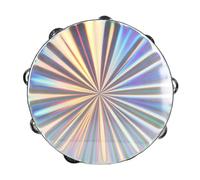 Hand Held Drum, Reflective Multi Purpose Clear Crisp Sound Tambourine Double Row for Pray (10 Inch 100W)
