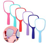 Hand Held Mirror Set - 6 Pieces of Compact Hand Mirrors for Travel, Camping, Home Use - 7 Inches Long, 6 Vibrant Colors, Portable and Durable