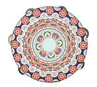 Hand Held Percussion Drum, Rhythm Percussion Tambourine with Metal Jingles 8 Inch for Dance Song Gifts (Red Flower)