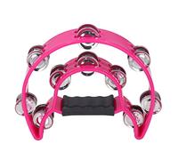 Hand Held Percussion Tambourine, Half Moon Musical Tambourine Double Row Metal Jingles Hand Held Percussion Drum for Church, Wedding, Party, Dance