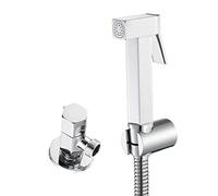 Hand-Held Portable Bidet, Bidet Sprayer for Toilet Brass with Stainless Steel Hose Sliver Square Wall Mounted