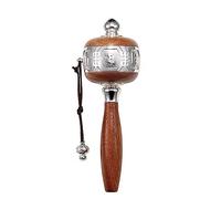Hand Held Prayer,Tibetan Prayer Wheel, Wheel Tibetan Buddhist Hand Held Prayer Wheel With 6-Character Truth Multicolor(Silver)