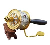 Hand Held Prayer,Tibetan Prayer Wheel, Wheel Tibetan Prayer Wheel Hand Held Buddhist With Scroll Zinc Alloy Ethnic Style White Black Gold(White)