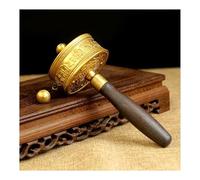 Hand Held Prayer Wheel Brass Tibetan Prayer Wheel, Handcrafted for Relaxing, Praying, Meditation(Gold)