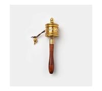 Hand Held Prayer Wheel Brass Tibetan Prayer Wheel, Tibetan Buddhist Prayer Wheel Waving Handmade Religious Collectible(Gold)