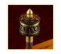 Hand Held Prayer Wheel Brass Tibetan Prayer Wheel, With Wooden Handle Scriptures Prayer, Wheel For Relaxing Praying Meditation(Black)