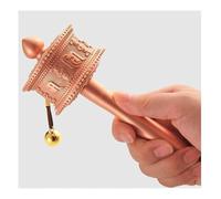 Hand Held Prayer Wheel Brass Tibetan Prayer Wheel, Wooden Handle, for Relaxing, Praying, Meditation, Healing(Small)
