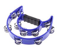Hand Held Tambourine Double Row Metal Jingles Musical Percussion Gift - Blue