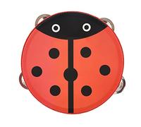 Hand Held Tambourine Drum, 5.9 × 1.8in Wooden Handheld Tambourine Hand Drum Bell Musical Percussion Instrument for Party Game (Beetle)