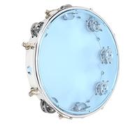 Hand Held Tambourine Drum Percussion Jingles 10in Adjustable Double Row Metal Jingles Hand Bell Percussion for KTV Party (Blue)