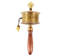 Hand Held Tibet Prayer Wheel, Mini Buddhist Prayer Wheel, 50,000 Times, 6 Characters, Copper Casting, Painting, Detachable, For Praying, Blessing, Meditation, Healing, Relaxing