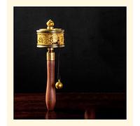 Hand Held Tibetan Prayer Wheel, Brass Buddhist Prayer Wheel for Worship, Six-Character Truth Scriptures, Ideal for Praying and Meditation, Spiritual Tool