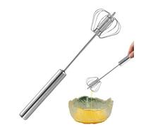 Hand Held Whisk - Portable Rotating Milk Frother, Reinforced Professional Wire, Ergonomic Self-Rotating Handle | Versatile Manual Beating Tool for Egg Meal Baking