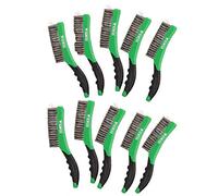 Hand Held Wire Brush with Stainless Steel Bristles + Soft Grip Handle 10pk