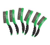 Hand Held Wire Brush with Stainless Steel Bristles + Soft Grip Handle 6pk