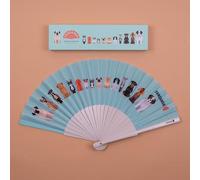 Hand held wooden manual folding fan with box - Keep Cool - Dogs, Dog lovers fashion accessory, love dogs, birthday gift for her, menopause, hot flush, hot flashes, manual fan, holiday